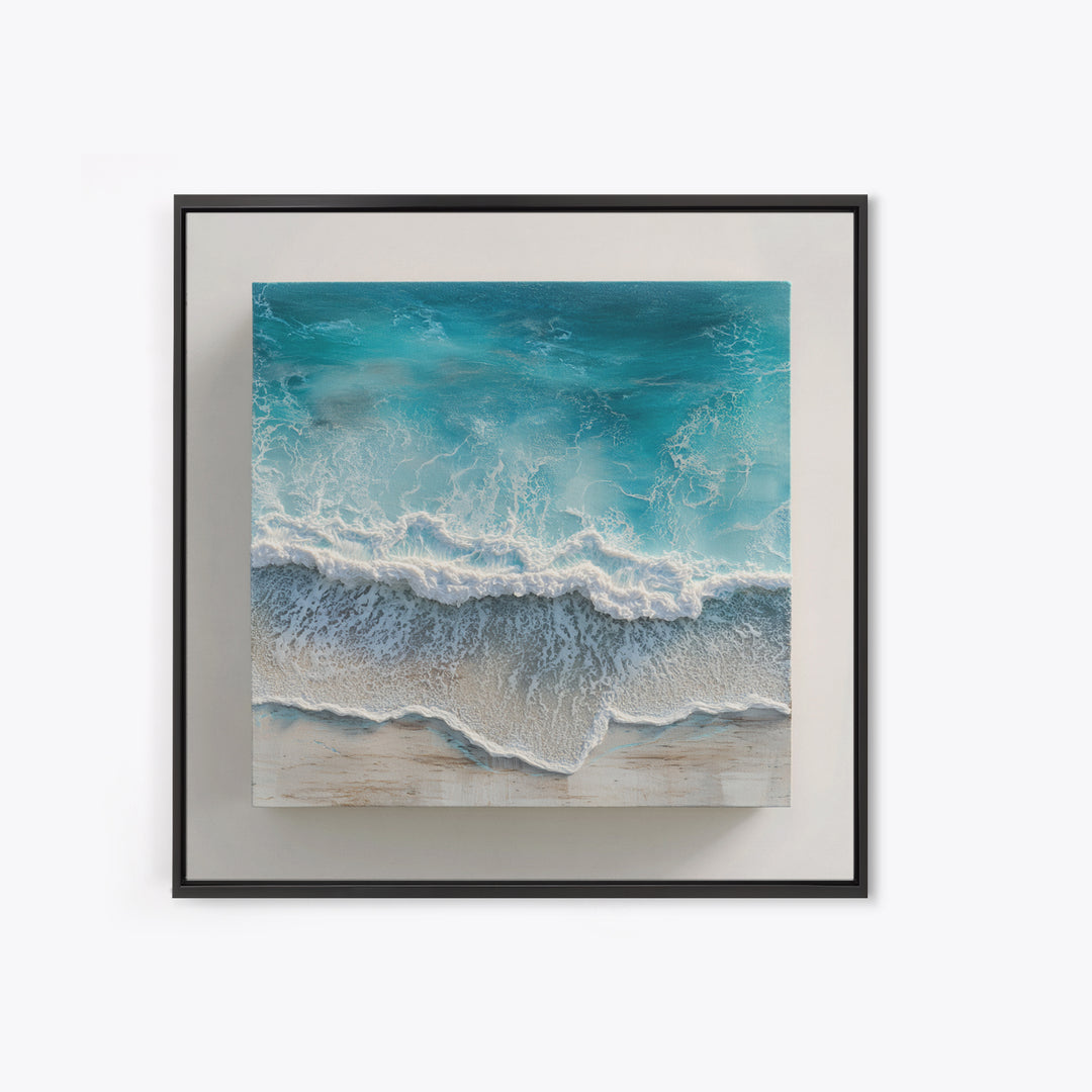 Aerial Turquoise Shoreline Canvas Print, Beach Art, Modern Decor, Coastal Decor, Fine Art, Shore, Home Decor, Wall Decor, BEA-1x1-25