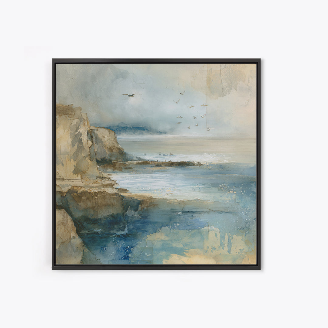 Coastal Cliffs with Gulls and Sea Spray Canvas Print, Beach Art, Wall Art Print, Coastal Decor, Fine Art, Shore, Beach Prints, BEA-1x1-35