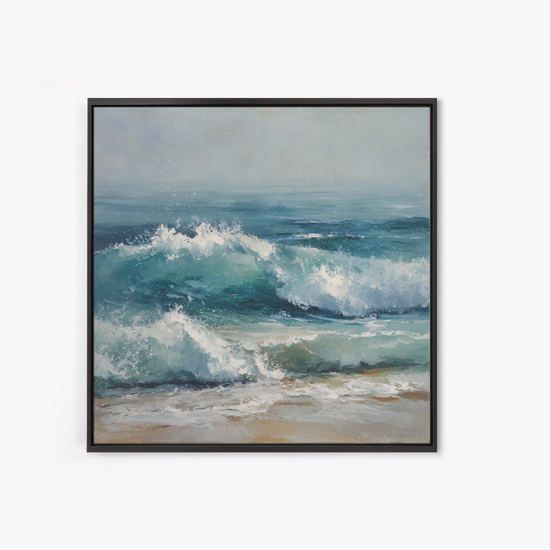 Stormy Ocean Wave Canvas Print, Beach Art, Textured Painting, Coastal Decor, Oil Painting, Shore, Digital Wall Art, BEA-1x1-81