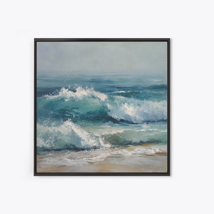 Stormy Ocean Wave Canvas Print, Beach Art, Textured Painting, Coastal Decor, Oil Painting, Shore, Digital Wall Art, BEA-1x1-81