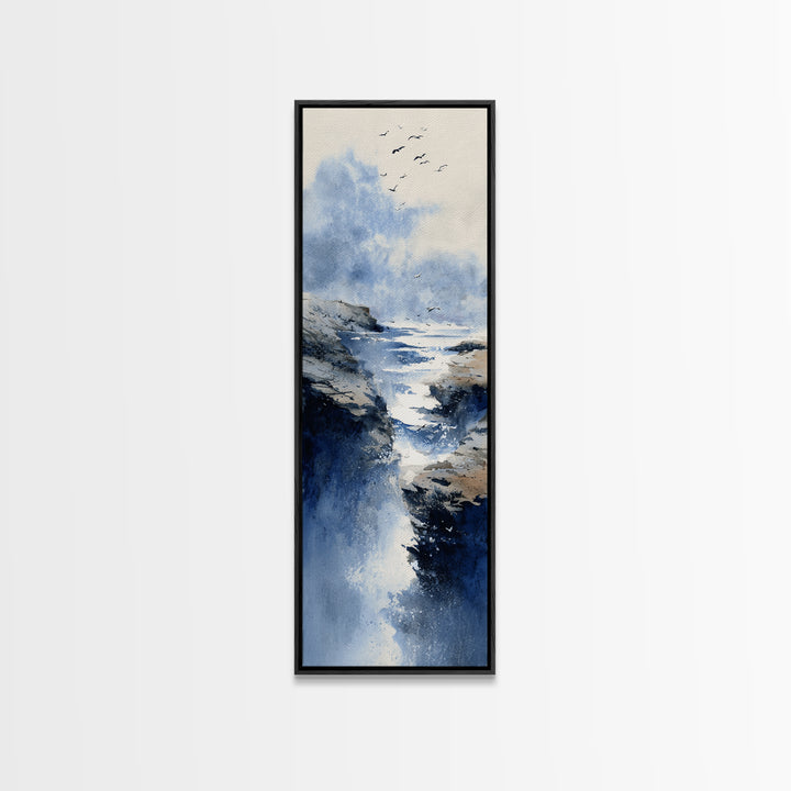 Coastal Cliffs with Gulls and Sea Spray Canvas Print, Beach Art, Wall Decor, Coastal Decor, Fine Art, Shore, Whimsical Decor, BEA-1x3-23