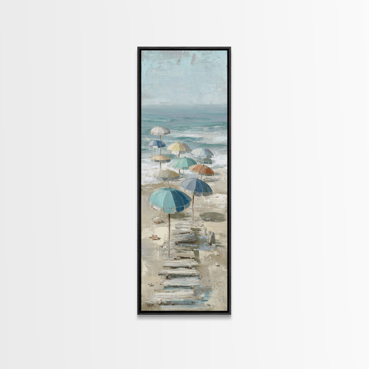 Beach Umbrella Pattern Canvas Print, Beach Art, Contemporary Art, Coastal Decor, Fine Art, Shore, Original Art, Abstract Art, BEA-1x3-44