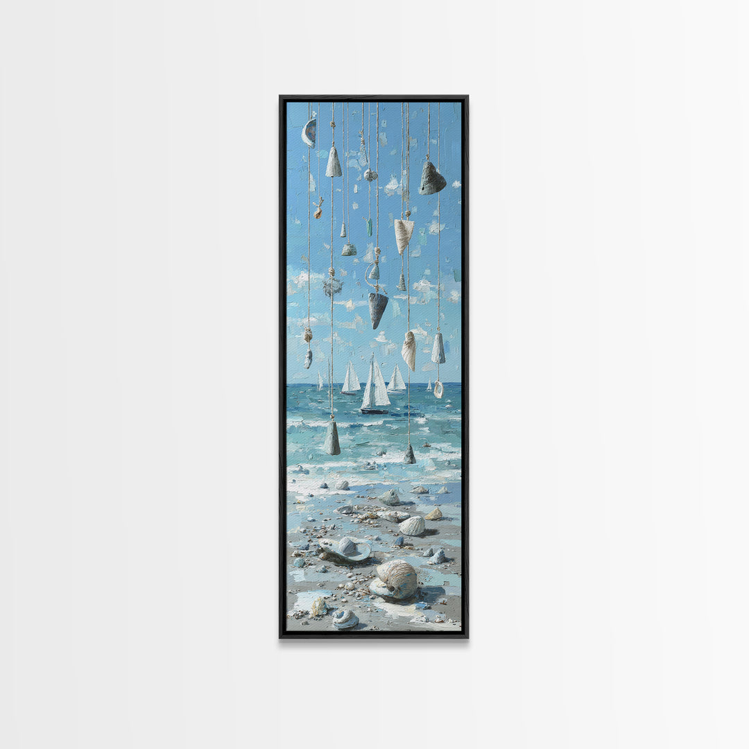 Nautical Rope and Shell Still Life Framed Canvas Print, Beach Art, Modern Decor, Coastal Decor, Fine Art, Shore, Home Decor, BEA-1x3-53
