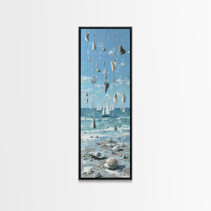 Nautical Rope and Shell Still Life Framed Canvas Print, Beach Art, Modern Decor, Coastal Decor, Fine Art, Shore, Home Decor, BEA-1x3-53