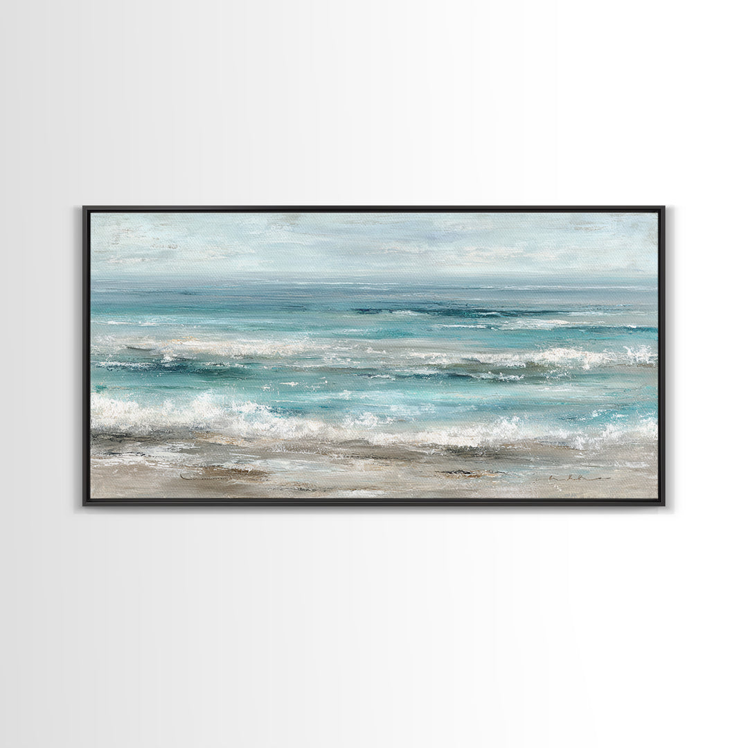 Mediterranean Cove with Clear Water Framed Canvas Print, Beach Art, Home Decor, Coastal Decor, Fine Art, Shore, Printable Art, BEA-2x1-40