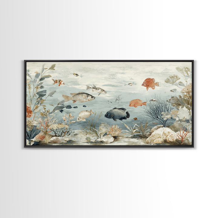 Coral Reef Fish Canvas Print, Beach Art, Contemporary Art, Coastal Decor, Fine Art, Shore, Original Art, Abstract Art, BEA-2x1-54
