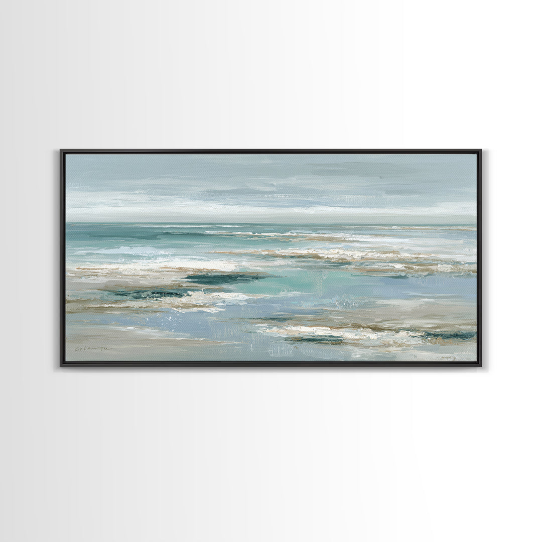 Seashell Collection Painted Like Natural Specimens Framed Canvas Print, Beach Art, Digital Wall Art, Coastal Decor, Shore, BEA-2x1-72