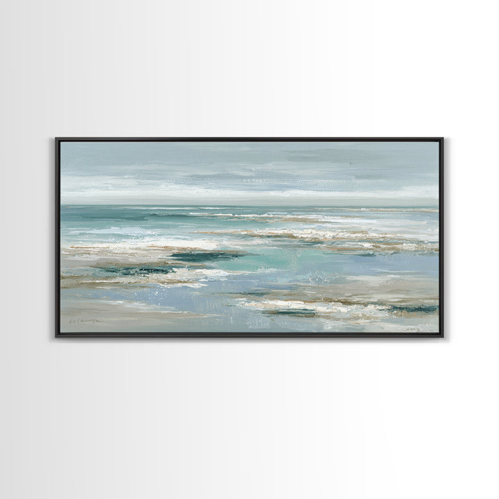 Seashell Collection Painted Like Natural Specimens Framed Canvas Print, Beach Art, Digital Wall Art, Coastal Decor, Shore, BEA-2x1-72
