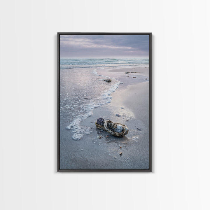 Pink Sunrise Reflected on Wet Sand Framed Canvas Print, Beach Art, Boho Decor, Coastal Decor, Abstract Art, Shore, Art Prints, BEA-2x3-26