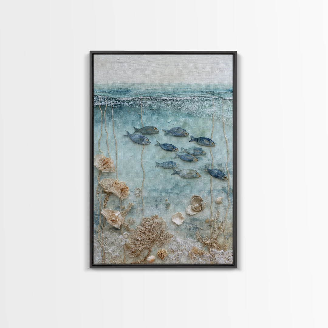 Coral Reef Fish Canvas Print, Beach Art, Home Decor, Coastal Decor, Oil Painting, Shore, Printable Art, Abstract Wall Art, BEA-2x3-66
