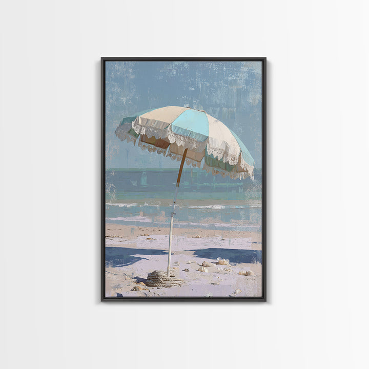 Beach Umbrella Pattern Framed Canvas Print, Beach Art, Printable Wall Art, Coastal Decor, Fine Art, Shore, Living Room Wall Art, BEA-2x3-88