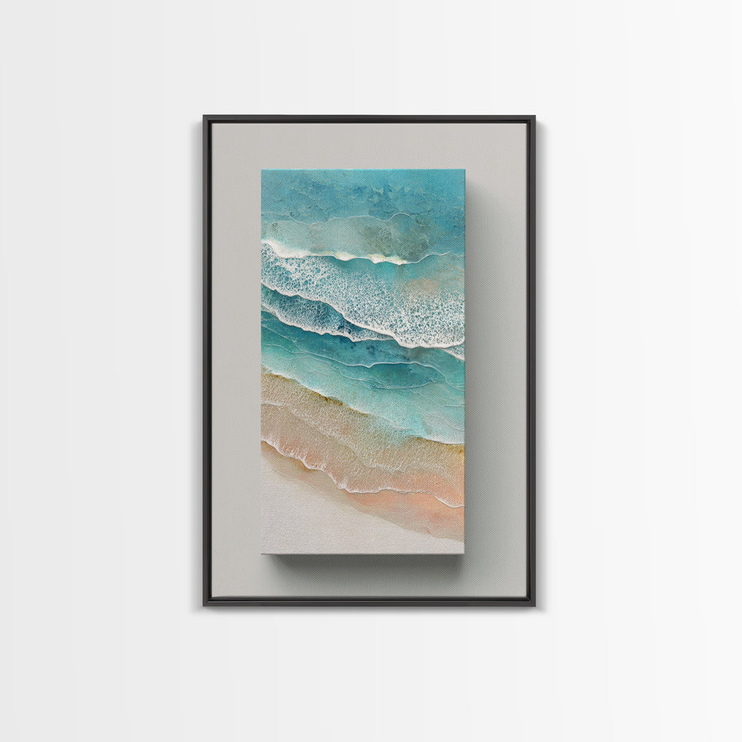 Aerial Turquoise Shoreline Canvas Print, Beach Art, Art, Coastal Decor, Fine Art, Shore, Abstract Wall Art, Whimsical Decor, BEA-2x3-9