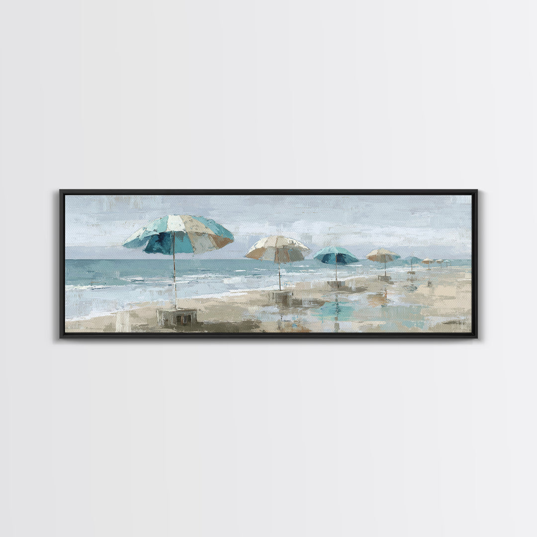 Beach Umbrella Pattern Framed Canvas Print, Beach Art, Wall Art, Coastal Decor, Fine Art, Shore, Abstract Art, Printable Art, BEA-3x1-72