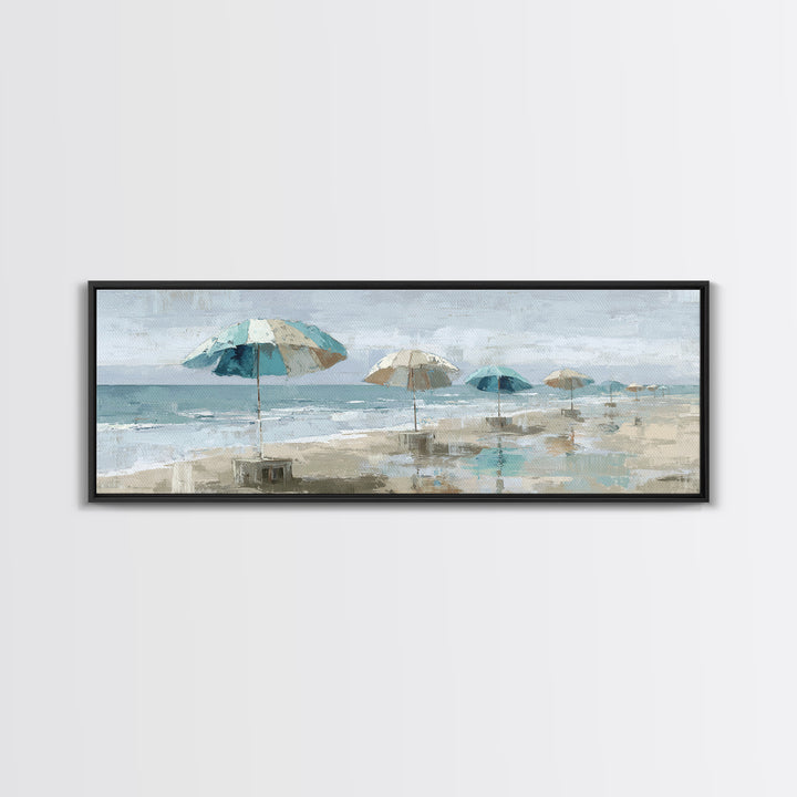 Beach Umbrella Pattern Framed Canvas Print, Beach Art, Wall Art, Coastal Decor, Fine Art, Shore, Abstract Art, Printable Art, BEA-3x1-72