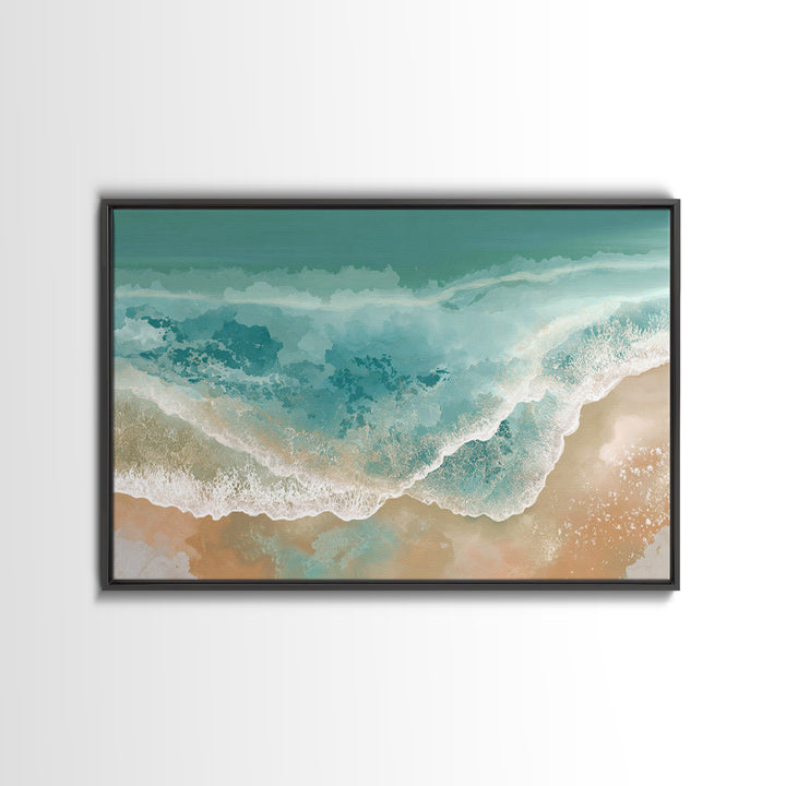 Aerial Turquoise Shoreline Canvas Print, Beach Art, Modern Art, Coastal Decor, Fine Art, Shore, Luxury Decor, Art Print, BEA-3x2-53
