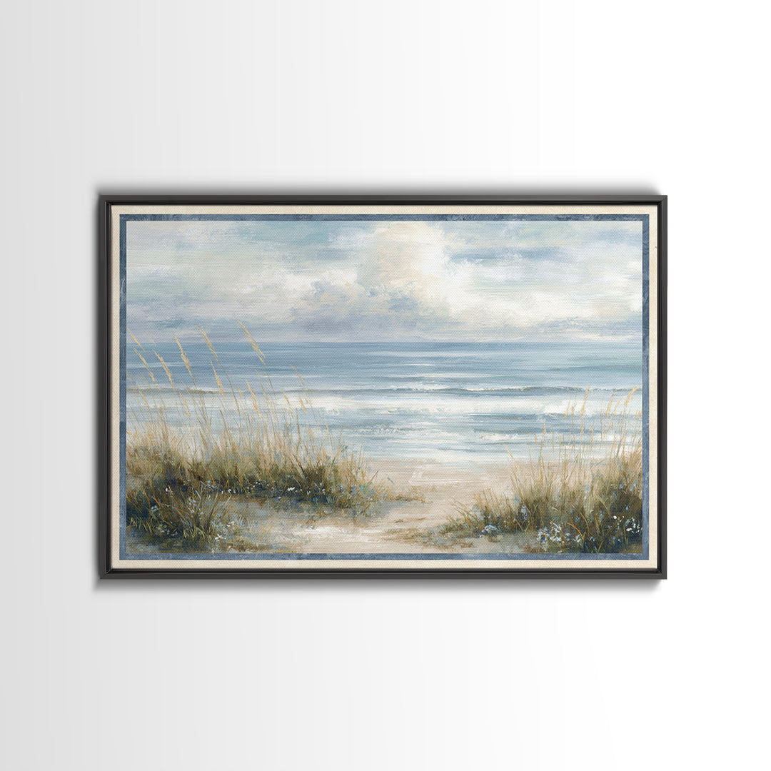 Driftwood and Wildflowers on Sand Canvas Print, Beach Art, Coastal Wall Art, Coastal Decor, Oil Painting, Shore, Fine Art Print, BEA-3x2-98