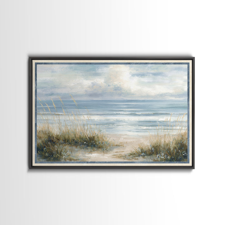 Driftwood and Wildflowers on Sand Canvas Print, Beach Art, Coastal Wall Art, Coastal Decor, Oil Painting, Shore, Fine Art Print, BEA-3x2-98