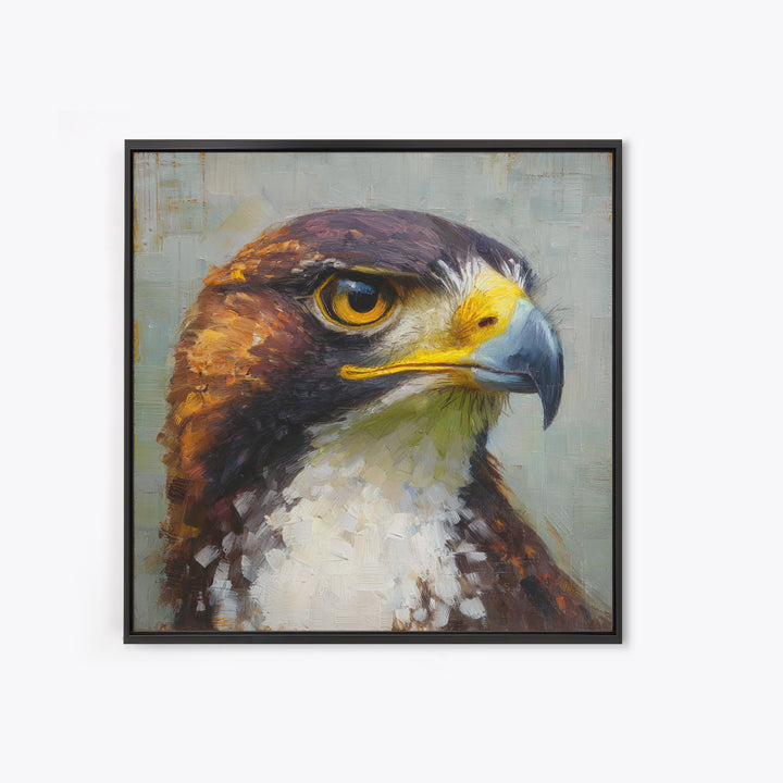Eagle Portrait with Dramatic Mountain Wind Framed Canvas Print, Bird Art, Digital Prints, Living Room Decor, Fine Art, Flight, BIR-1x1-12