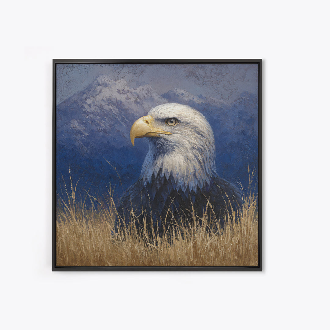 Eagle Portrait with Dramatic Mountain Wind Canvas Print, Bird Art, Printable Art, Living Room Decor, Fine Art, Flight, BIR-1x1-36
