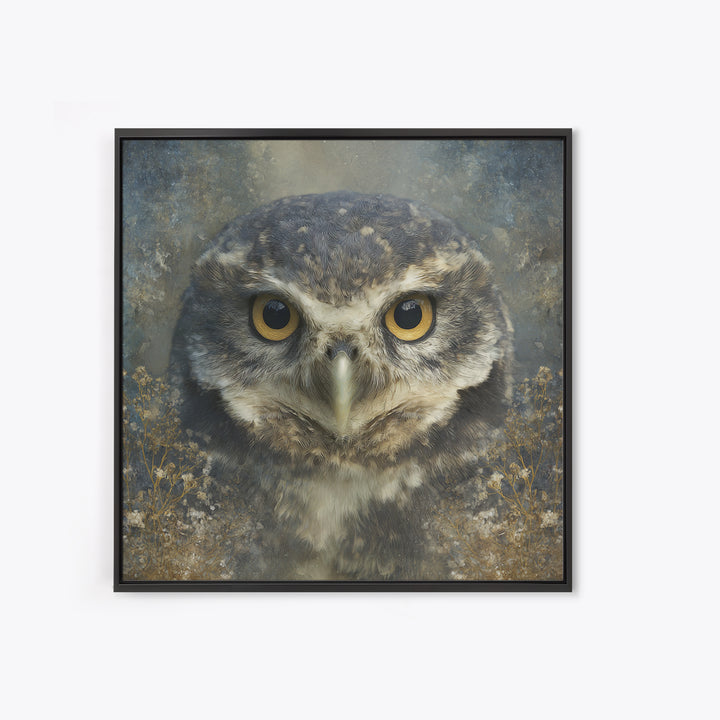 Owl Portrait with Wise Golden Eyes Canvas Print, Bird Art, Room Decor, Living Room Decor, Fine Art, Flight, Digital Print, BIR-1x1-77