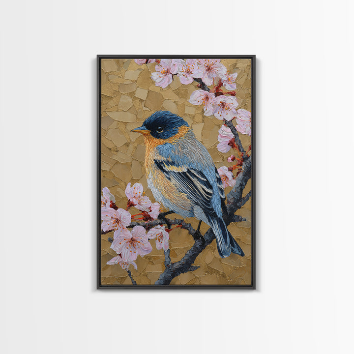 Songbird Perched on Cherry Blossoms Canvas Print, Bird Art, Fine Art Print, Living Room Decor, Fine Art, Flight, Wall Decor, BIR-2x3-40