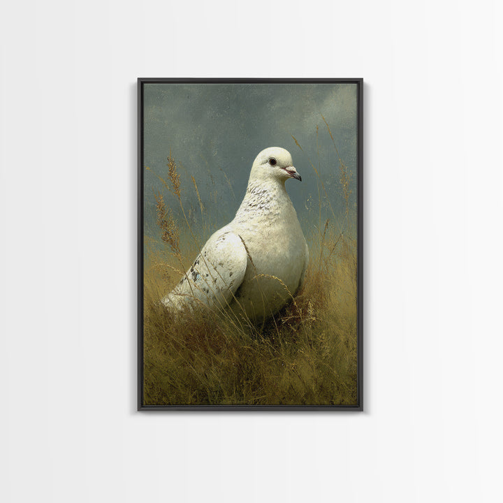 White Dove with Olive Branch and Calm Canvas Print, Bird Art, Printable Art, Living Room Decor, Watercolor Art, Flight, BIR-2x3-96
