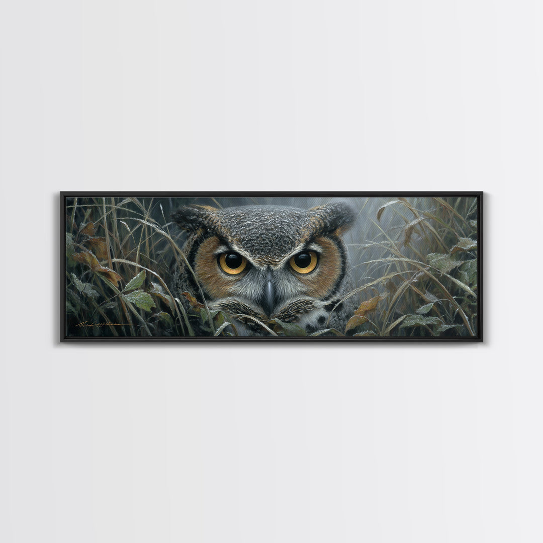 Owl Portrait with Wise Golden Eyes Canvas Print, Bird Art, Gallery Wall, Living Room Decor, Fine Art, Flight, Gallery Decor, BIR-3x1-21