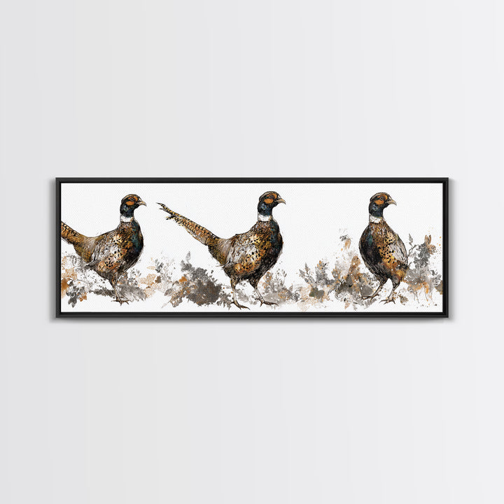 Pheasant with Ornate Feather Details Canvas Print, Bird Art, Art Print, Living Room Decor, Fine Art, Flight, Original Art, BIR-3x1-35