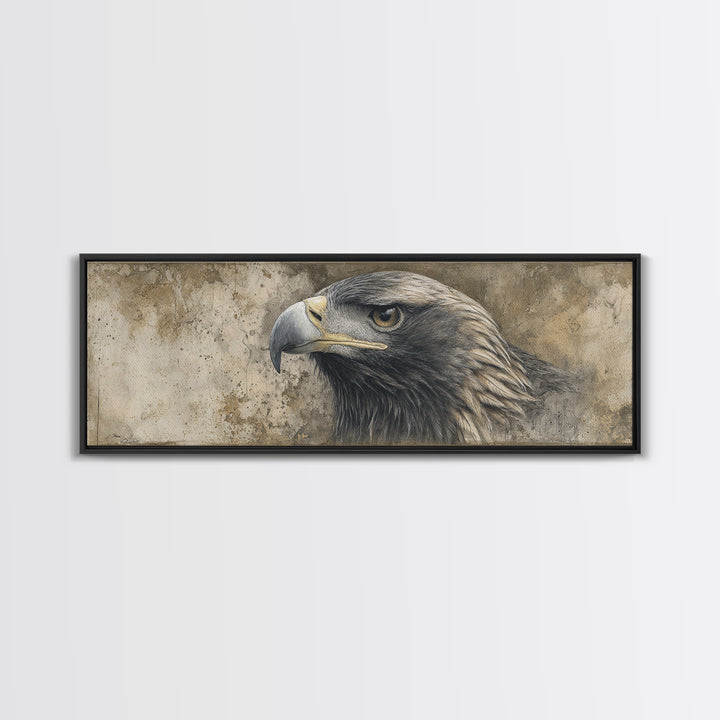 Eagle Portrait with Dramatic Mountain Wind Canvas Print, Bird Art, Digital Download Art, Living Room Decor, Fine Art, Flight, BIR-3x1-4