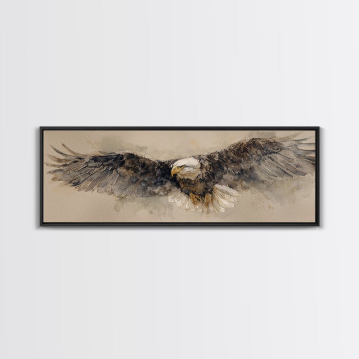 Eagle Portrait with Dramatic Mountain Wind Canvas Print, Bird Art, Home Decor, Living Room Decor, Flight, Modern Wall Art, BIR-3x1-76