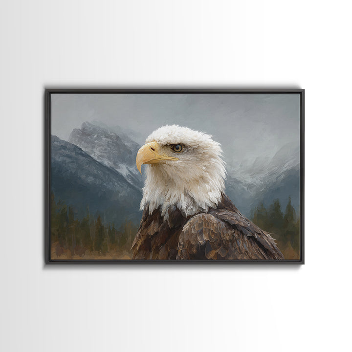 Eagle Portrait with Dramatic Mountain Wind Canvas Print, Bird Art, Modern Wall Art, Living Room Decor, Fine Art, Flight, BIR-3x2-16
