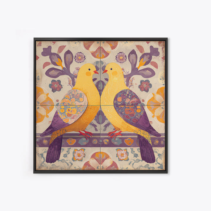 Boho Bird Pair Canvas Print, Boho Art, Art Prints, Living Room Decor, Fine Art, Bohemian, Canvas Art, Printable Art, BOH-1x1-20