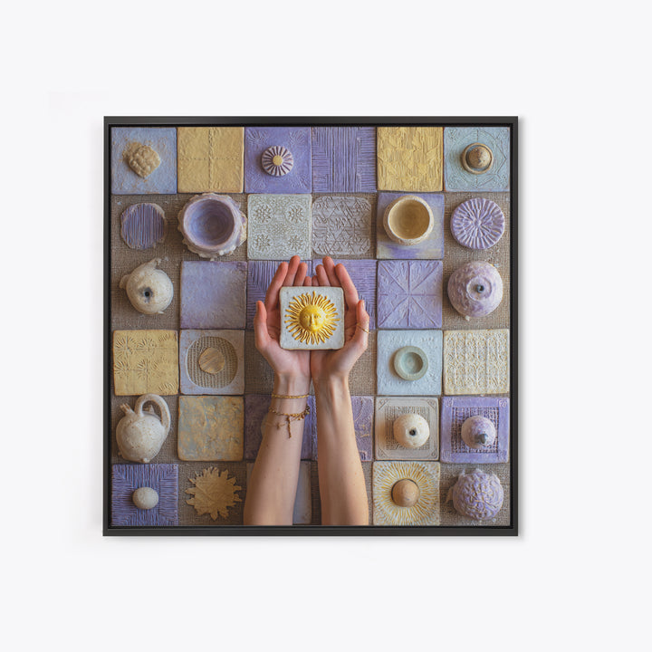 Mystic Hand Holding a Tiny Sun Canvas Print, Boho Art, Modern Decor, Living Room Decor, Oil Painting, Bohemian, Wall Decor, BOH-1x1-30