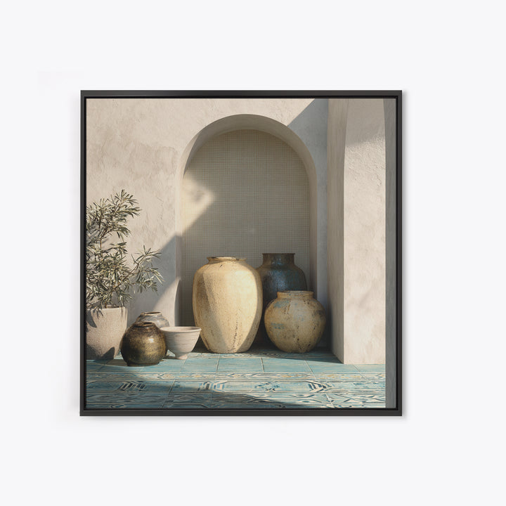Tribal Neutral Pattern Framed Canvas Print, Boho Art, Statement Artwork, Living Room Decor, Fine Art, Bohemian, Art Prints, BOH-1x1-38