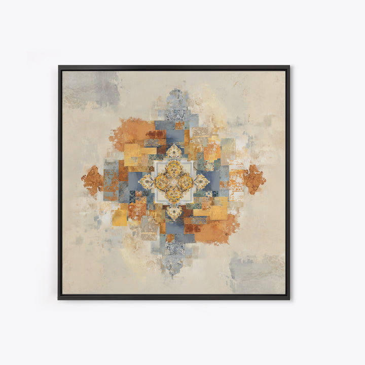 Organic Shape Collage Framed Canvas Print, Boho Art, Prints, Living Room Decor, Fine Art, Bohemian, Abstract Art, Canvas Art, BOH-1x1-48