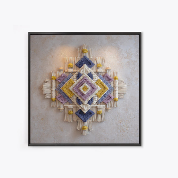 Macrame Geometric Fringe Pattern Canvas Print, Boho Art, Neutral Decor, Living Room Decor, Abstract Art, Bohemian, Wall Decor, BOH-1x1-55
