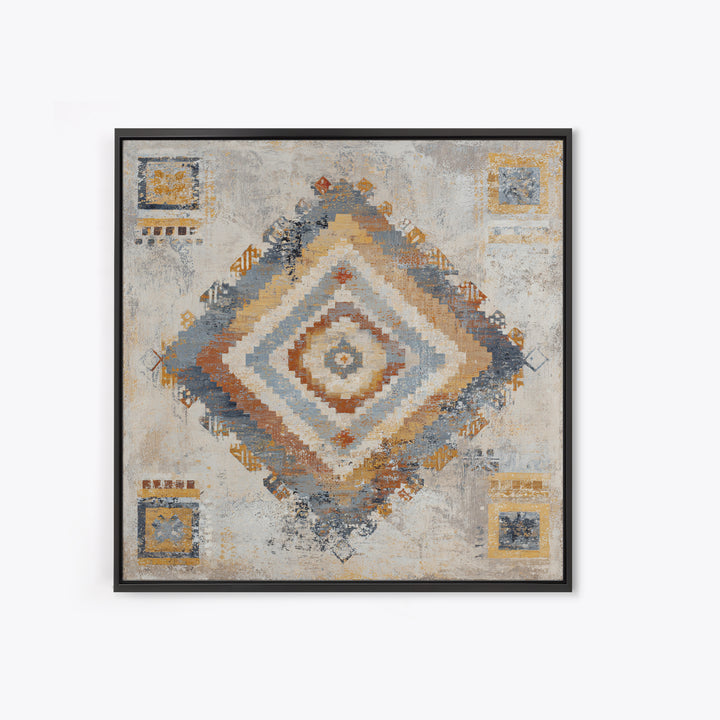 Tribal Neutral Pattern Framed Canvas Print, Boho Art, Statement Artwork, Living Room Decor, Fine Art, Bohemian, Art Prints, BOH-1x1-62