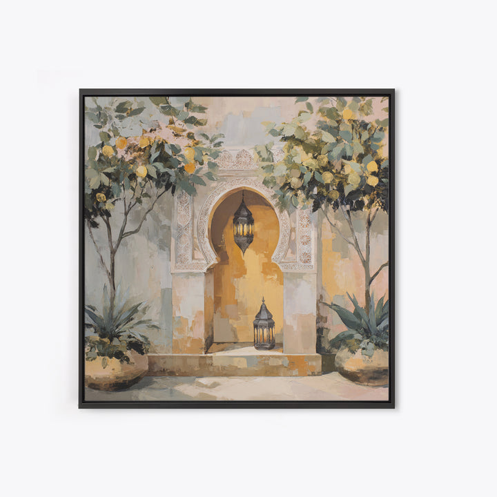 Hand Painted Moroccan Arch Framed Canvas Print, Boho Art, Statement Artwork, Living Room Decor, Fine Art, Bohemian, Art Prints, BOH-1x1-67