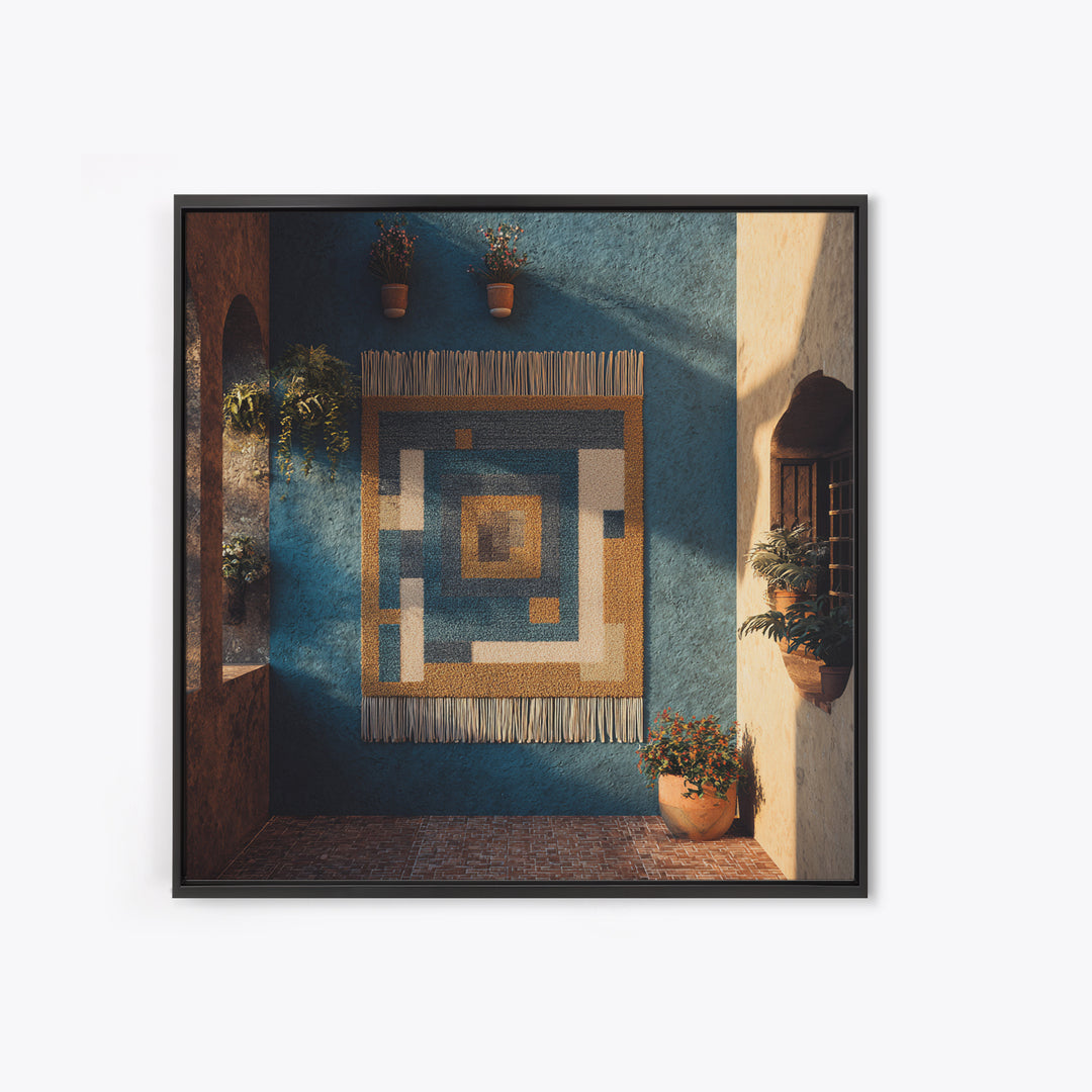 Macrame Geometric Fringe Pattern Framed Canvas Print, Boho Art, Room Decor, Living Room Decor, Fine Art, Bohemian, Printable, BOH-1x1-79