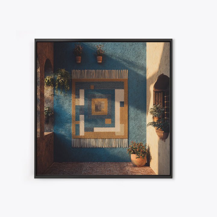 Macrame Geometric Fringe Pattern Framed Canvas Print, Boho Art, Room Decor, Living Room Decor, Fine Art, Bohemian, Printable, BOH-1x1-79