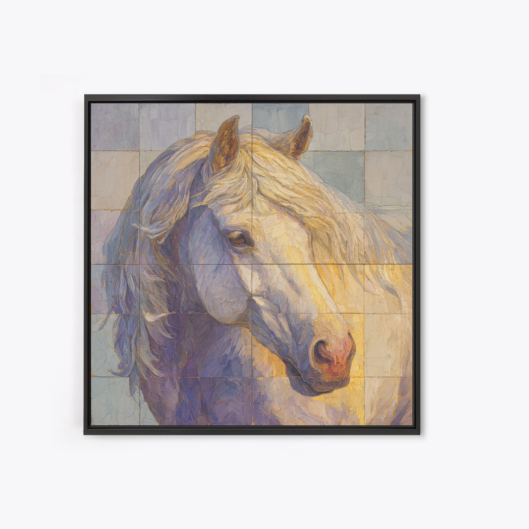 Wild Horse in Dusty Golden Light Framed Canvas Print, Boho Art, Printable, Living Room Decor, Bohemian, Abstract Wall Art, BOH-1x1-8