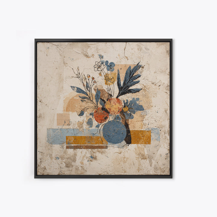 Minimal Black Line Figure Framed Canvas Print, Boho Art, Boho Decor, Living Room Decor, Fine Art, Bohemian, Textured Painting, BOH-1x1-84