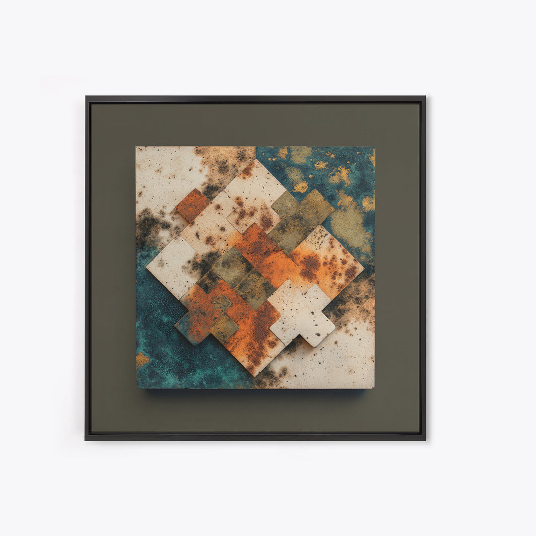 Abstract Clay Shapes Framed Canvas Print, Boho Art, Wall Art, Living Room Decor, Fine Art, Bohemian, Art Deco, Artwork, BOH-1x1-88