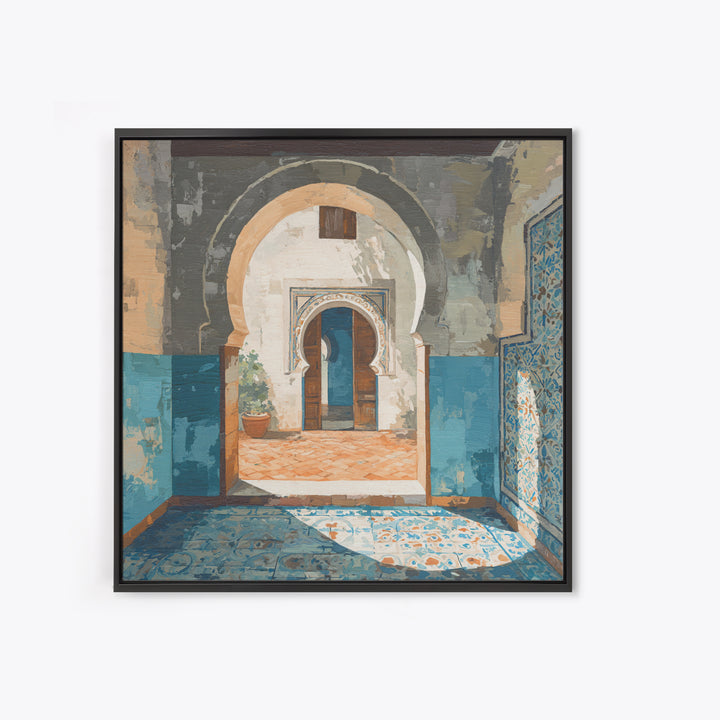 Hand Painted Moroccan Arch Canvas Print, Boho Art, Minimalist Decor, Living Room Decor, Fine Art, Bohemian, Digital Wall Art, BOH-1x1-91