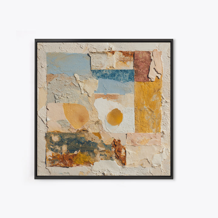 Organic Shape Collage Framed Canvas Print, Boho Art, Printable, Living Room Decor, Abstract Art, Bohemian, Abstract Wall Art, BOH-1x1-96