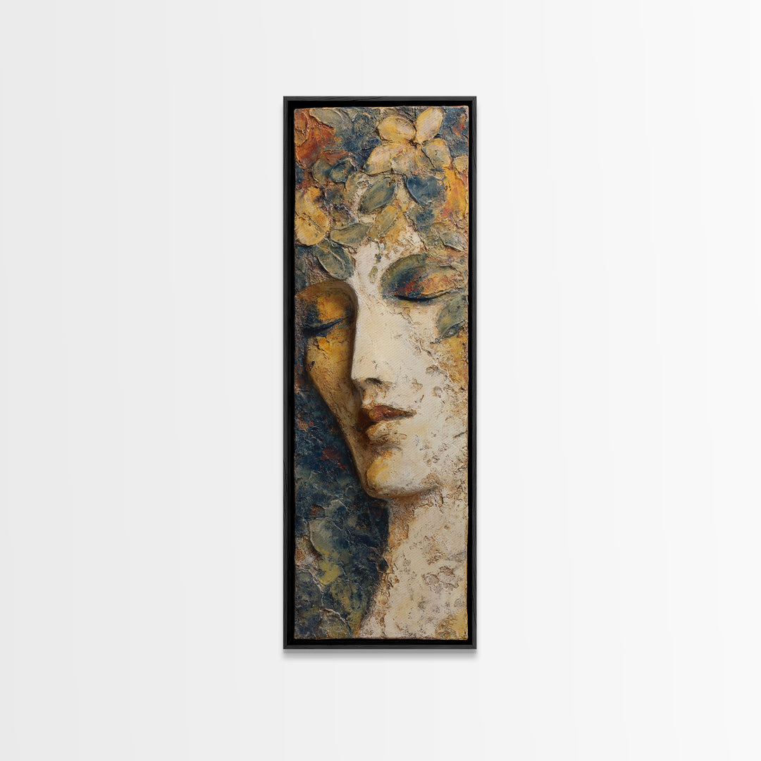 Abstract Female Face Canvas Print, Boho Art, Mid Century Modern, Living Room Decor, Fine Art, Bohemian, Boho Wall Art, BOH-1x3-16
