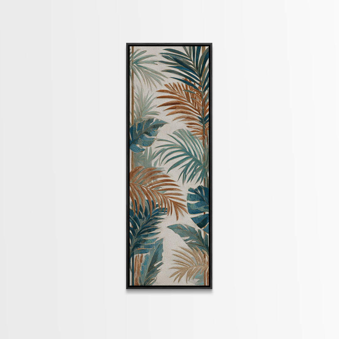 Terracotta Palm Leaves Canvas Print, Boho Art, Printable Wall Art, Living Room Decor, Fine Art, Bohemian, Abstract Wall Art, BOH-1x3-17