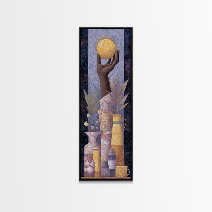 Mystic Hand Holding a Tiny Sun Canvas Print, Boho Art, Luxury Decor, Living Room Decor, Fine Art, Bohemian, Digital Art, BOH-1x3-18