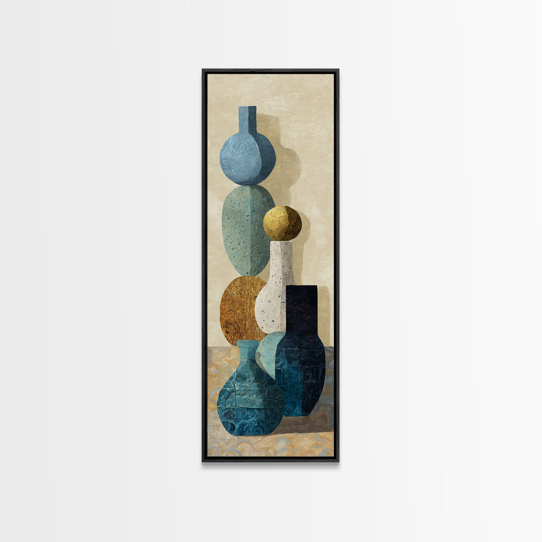 Abstract Clay Shapes Framed Canvas Print, Boho Art, Digital Art, Living Room Decor, Fine Art, Bohemian, Printable Art, BOH-1x3-4