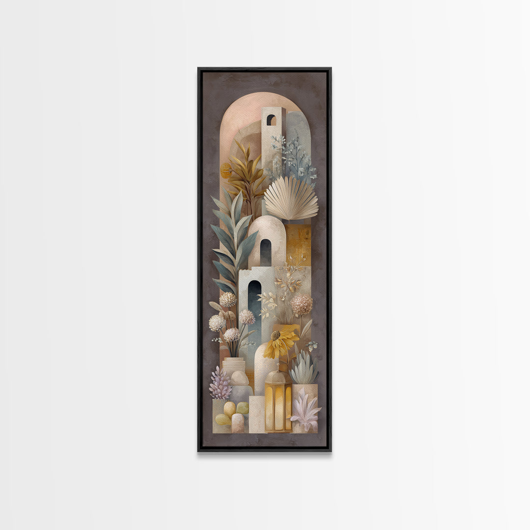 Hand Painted Moroccan Arch Canvas Print, Boho Art, Neutral Decor, Living Room Decor, Oil Painting, Bohemian, Wall Decor, BOH-1x3-55